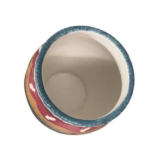 Southwestern Pottery Jars Small Canisters Kokopelli Lizards Set of 2 - Picture 6 of 7